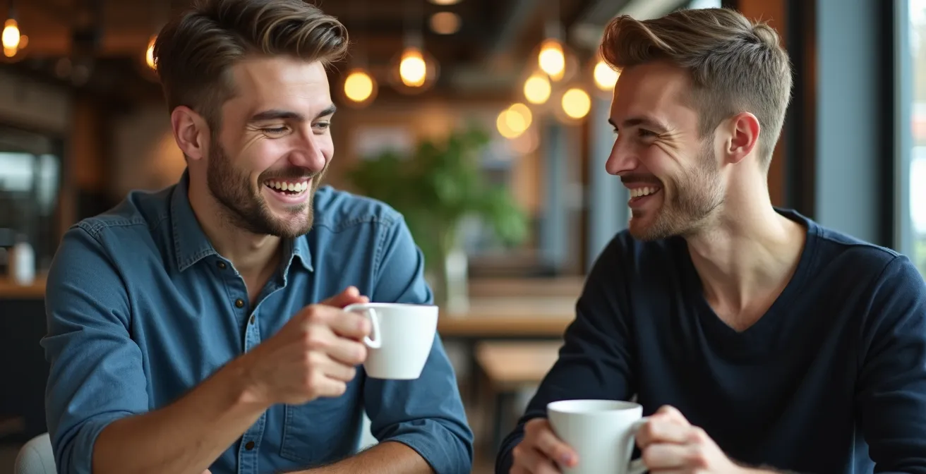 Deux professionnels échangeant lors d'un entretien informatif dans un café